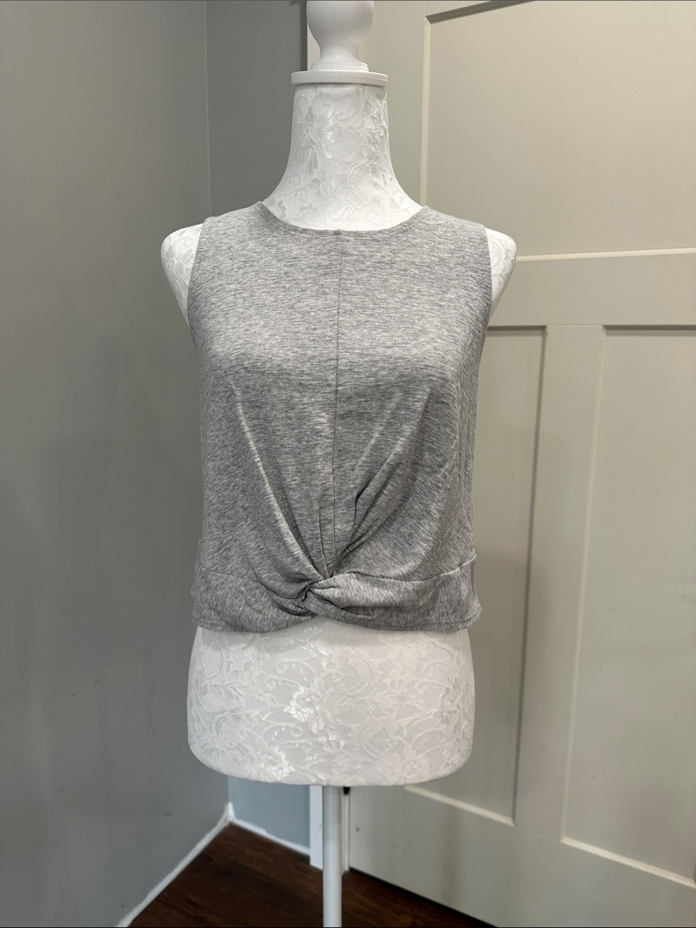 aerie Heather Gray Knot-Front Tank Top